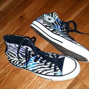 Converse, hight tops, multi-color zebra print.
